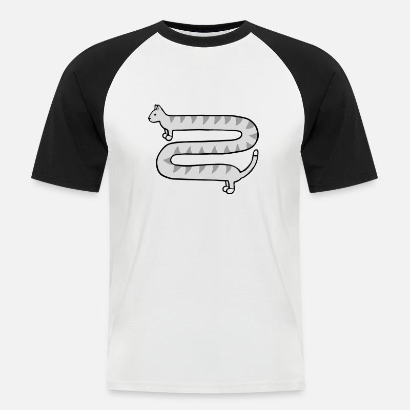 Cute long grey tabby cat - Men's Baseball T-Shirt - white/black