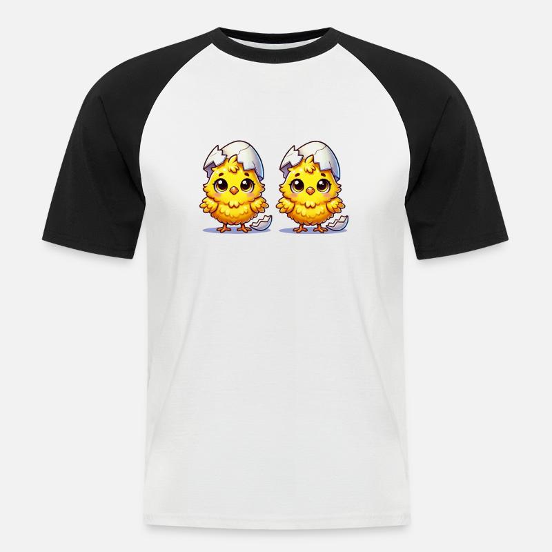 kuecken comic 2 - Männer Baseball-T-Shirt - Weiß/Schwarz