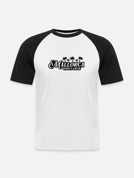 Mallorca Party Crew - T-shirt baseball manches courtes Homme - blanc/noir