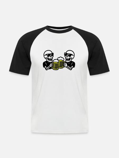 Skeleton Party Beer Team - Men's Baseball T-Shirt - white/black