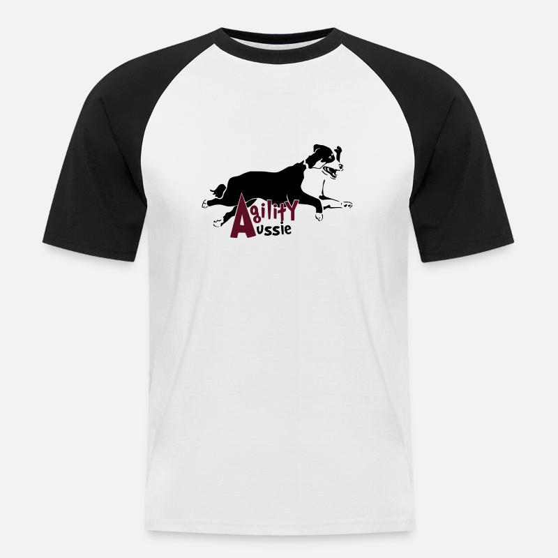 Agility Aussie - Männer Baseball-T-Shirt - Weiß/Schwarz