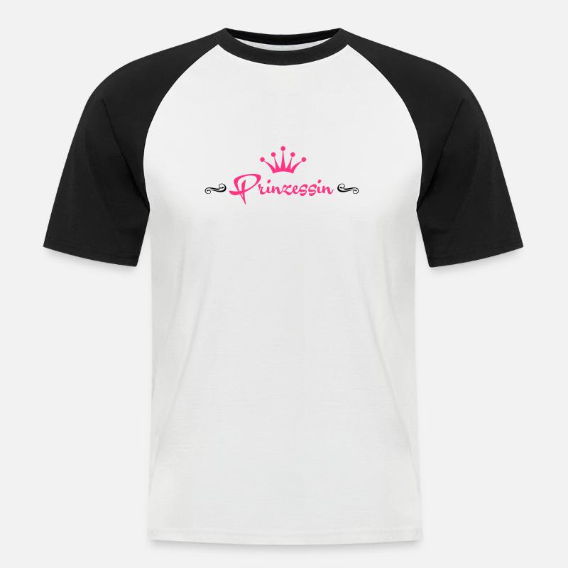 (100_prinzessin2_2c) - Männer Baseball-T-Shirt - Weiß/Schwarz