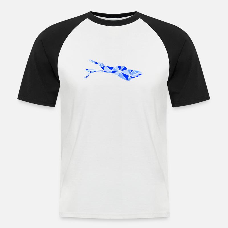 Bodensee | Polygonal | Blau - Männer Baseball-T-Shirt - Weiß/Schwarz