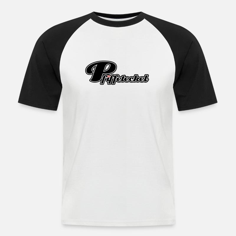 Pfiffeteckel - Männer Baseball-T-Shirt - Weiß/Schwarz