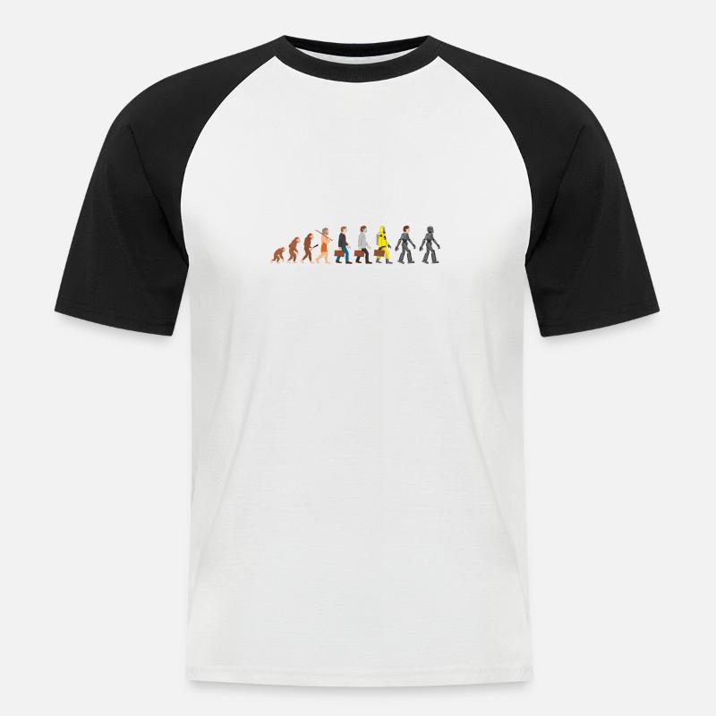 Evolution unsere ferne Zukunft - Männer Baseball-T-Shirt - Weiß/Schwarz