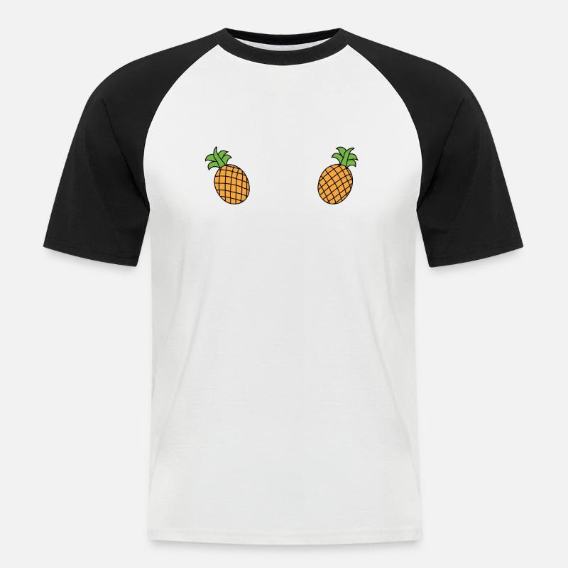 Ananas Brüste - Männer Baseball-T-Shirt - Weiß/Schwarz
