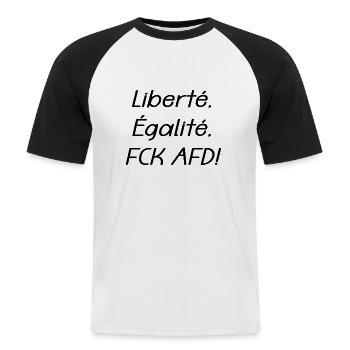 Freiheit - Männer Baseball-T-Shirt - Weiß/Schwarz - Vorne - Nik (191cm)