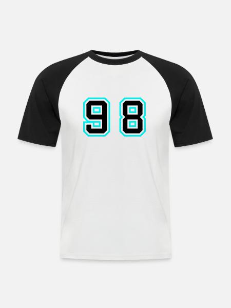 98 Symbole numérique - T-shirt baseball manches courtes Homme - blanc/noir