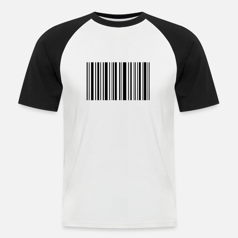 Blanko Barcode - Männer Baseball-T-Shirt - Weiß/Schwarz
