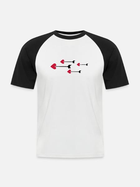 arrow heart love amor 802 - Männer Baseball-T-Shirt - Weiß/Schwarz