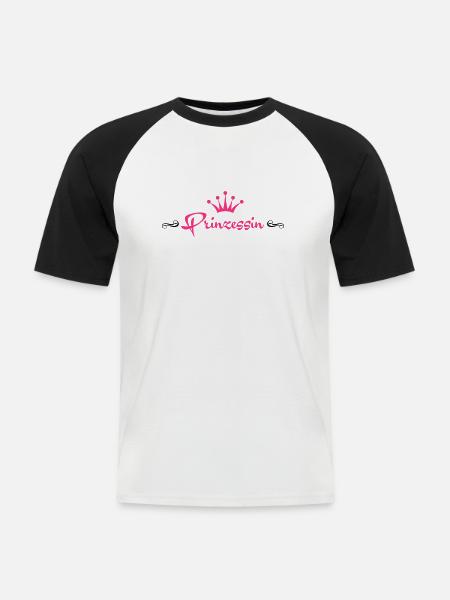 Süße Prinzessin mit Krone - Männer Baseball-T-Shirt - Weiß/Schwarz