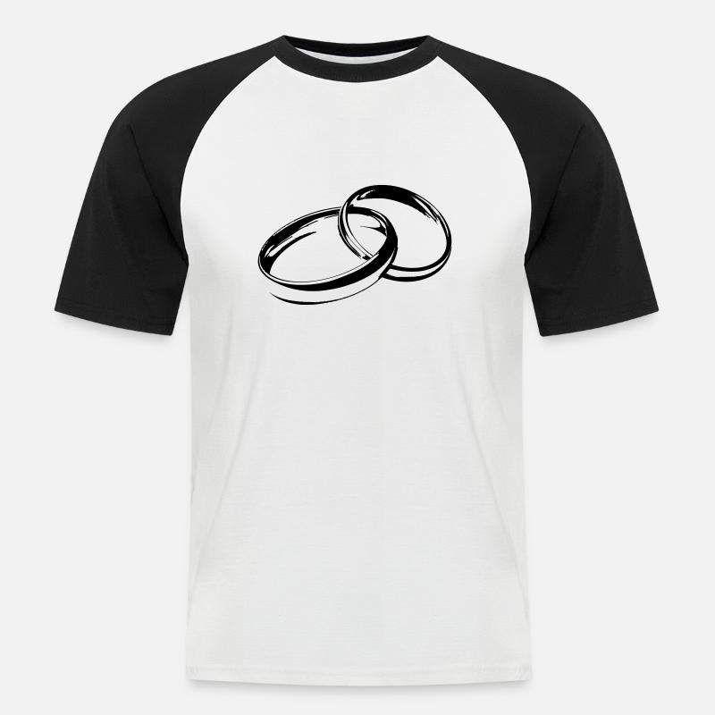 Eheringe Hochzeitsringe Trauringe - Männer Baseball-T-Shirt - Weiß/Schwarz
