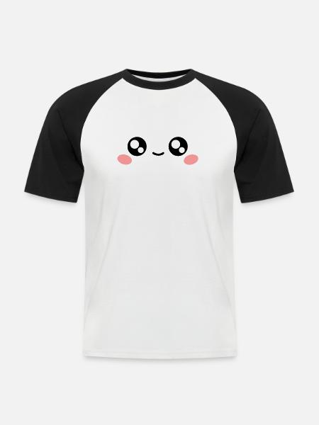 Kawaii Eyes by Rizzo Chris - Men's Baseball T-Shirt - white/black