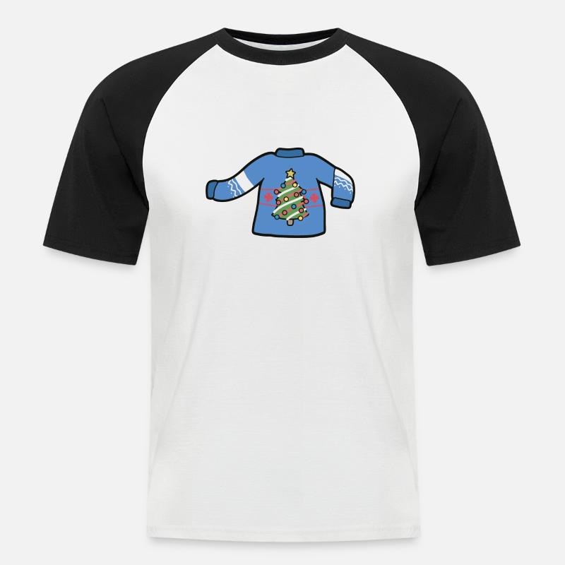 Weihnachtspullover - Männer Baseball-T-Shirt - Weiß/Schwarz