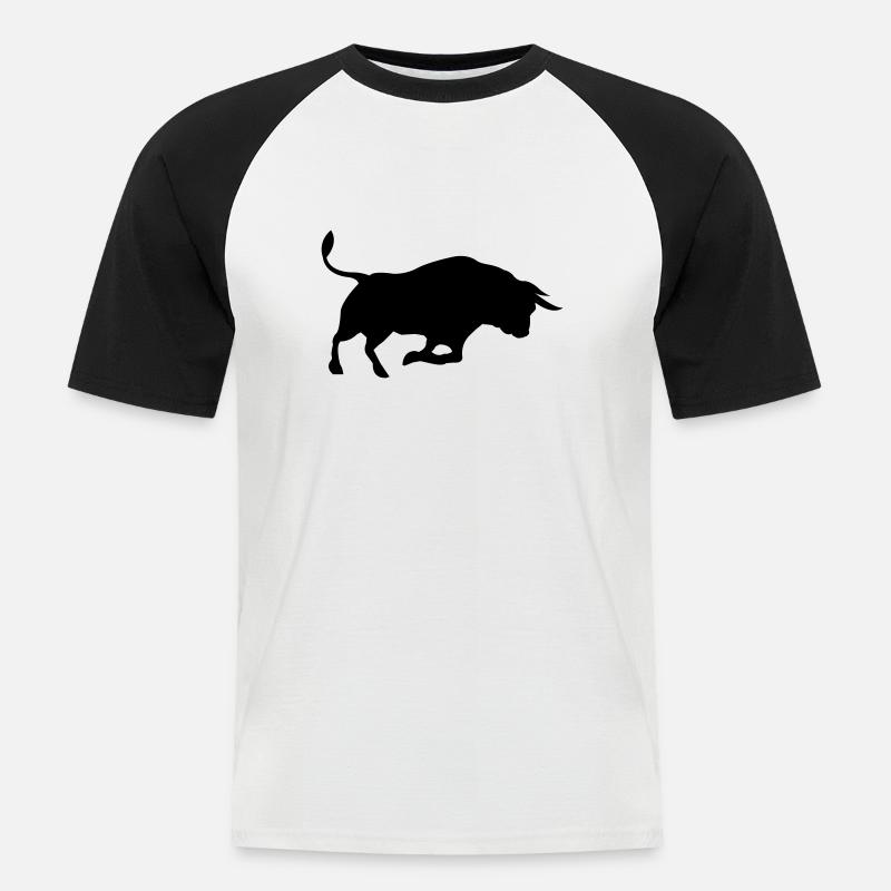Stier - Männer Baseball-T-Shirt - Weiß/Schwarz