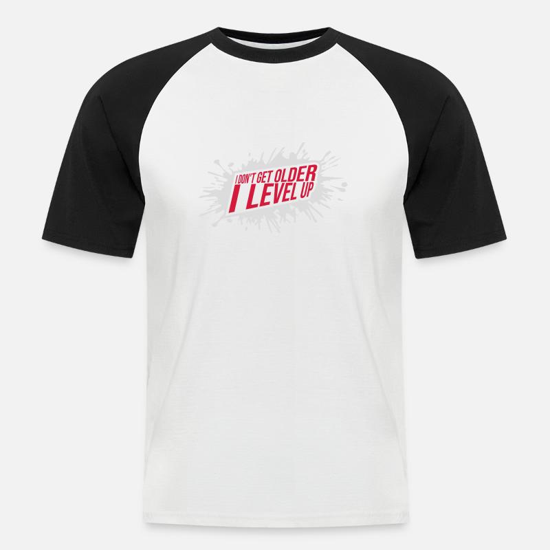 get older level up - Männer Baseball-T-Shirt - Weiß/Schwarz