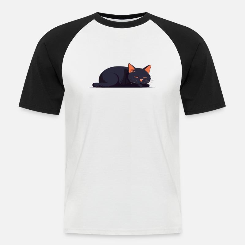Schläfer-Katze - Männer Baseball-T-Shirt - Weiß/Schwarz