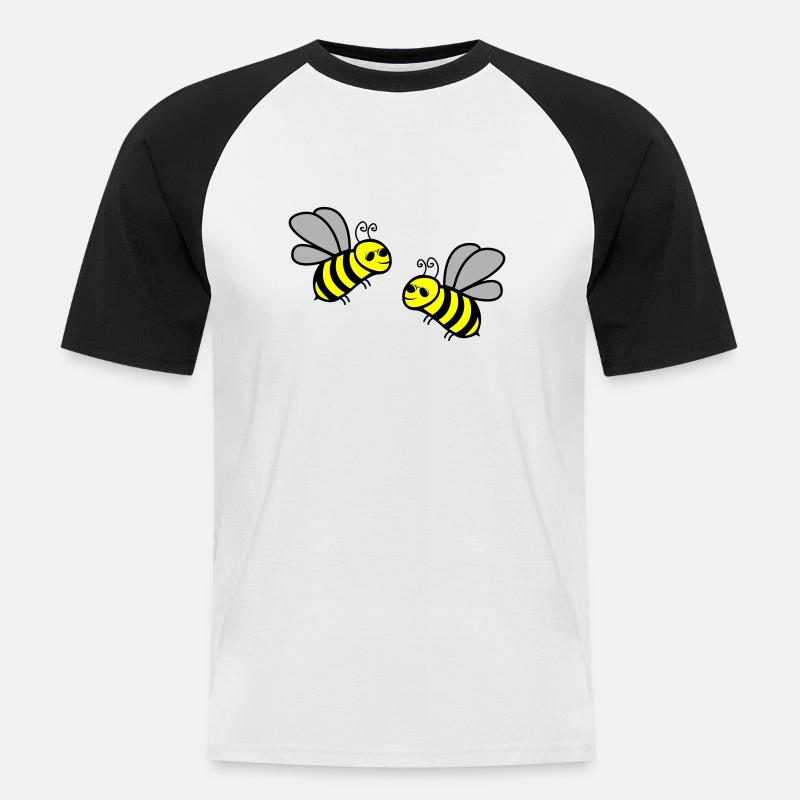 biene cool 2 - Männer Baseball-T-Shirt - Weiß/Schwarz