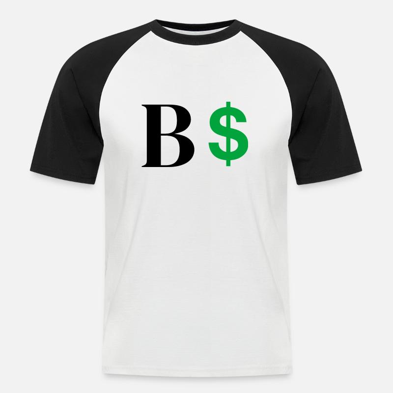 Buchstabe b Dollar - Männer Baseball-T-Shirt - Weiß/Schwarz