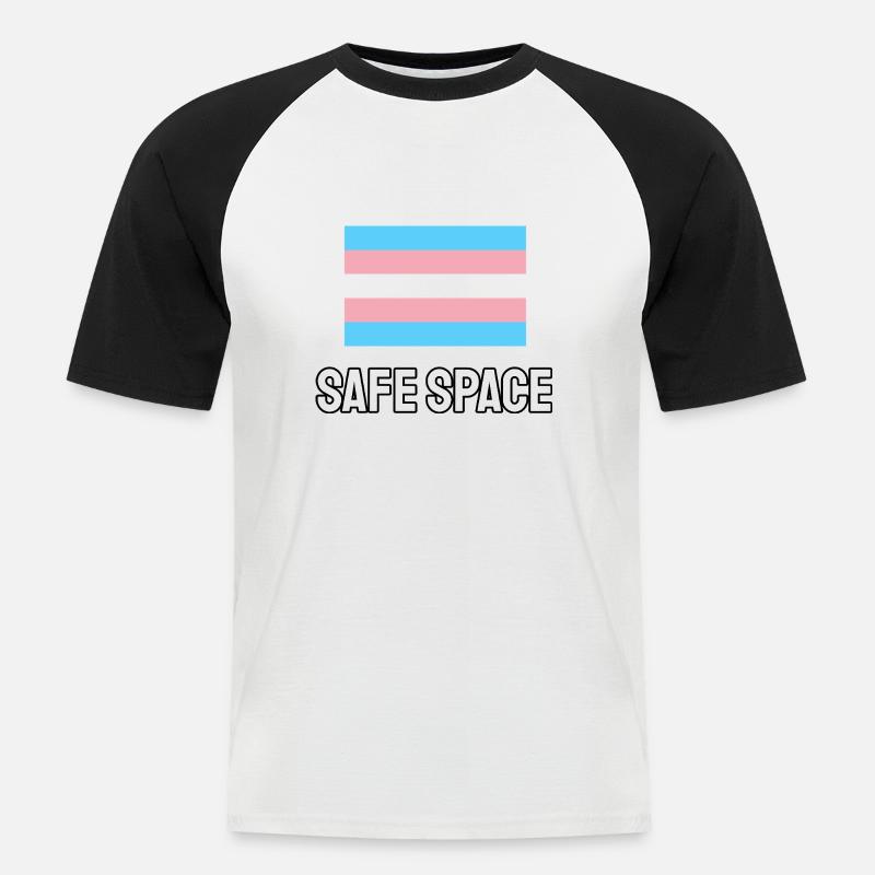 TRANS Safe Space - Transgender Pride - Männer Baseball-T-Shirt - Weiß/Schwarz