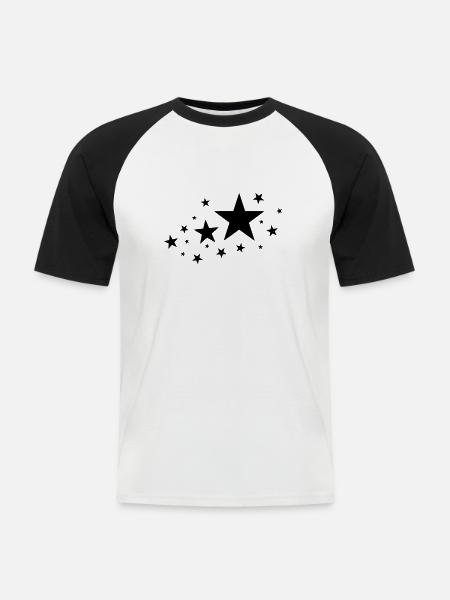 Sterne Stars - Männer Baseball-T-Shirt - Weiß/Schwarz