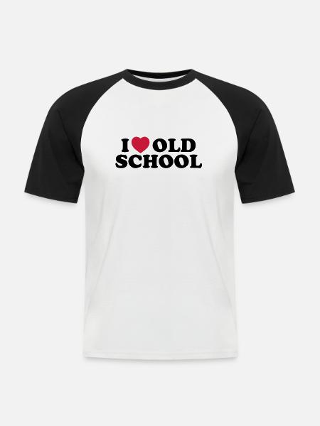 I love old school - Men's Baseball T-Shirt - white/black