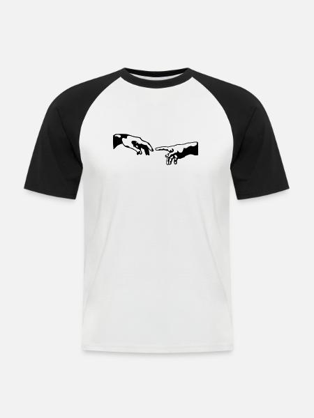 main de dieu - T-shirt baseball manches courtes Homme - blanc/noir