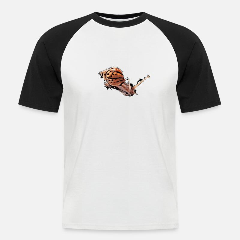 snail with dots - Männer Baseball-T-Shirt - Weiß/Schwarz