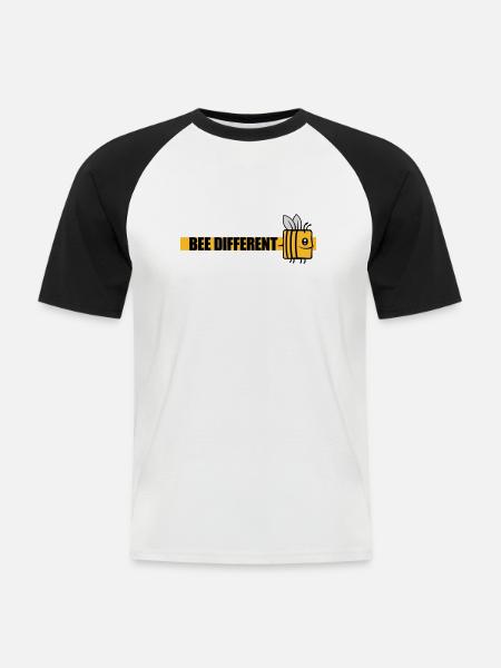 bee citation différente - T-shirt baseball manches courtes Homme - blanc/noir