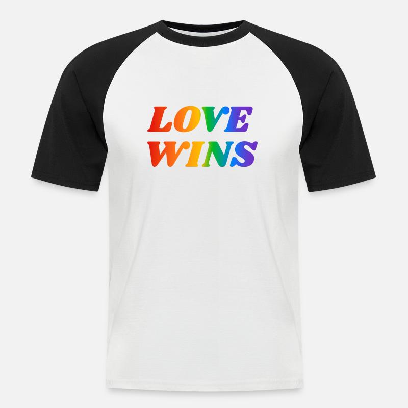 Liebe gewinnt LGBT Regenbogen Text - Männer Baseball-T-Shirt - Weiß/Schwarz