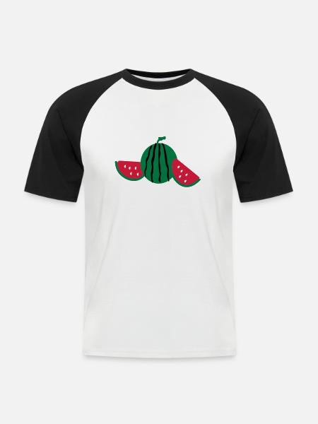Pastèque fruits - T-shirt baseball manches courtes Homme - blanc/noir