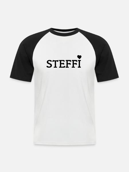steffi_1 - Männer Baseball-T-Shirt - Weiß/Schwarz