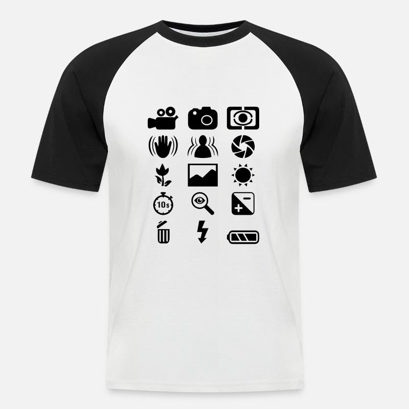 DSLR Camera Symbol - Männer Baseball-T-Shirt - Weiß/Schwarz