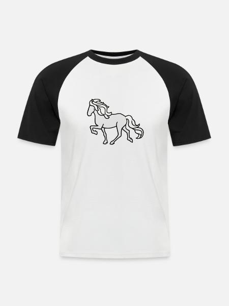 Islandpferd, Schimmel, hell - Männer Baseball-T-Shirt - Weiß/Schwarz