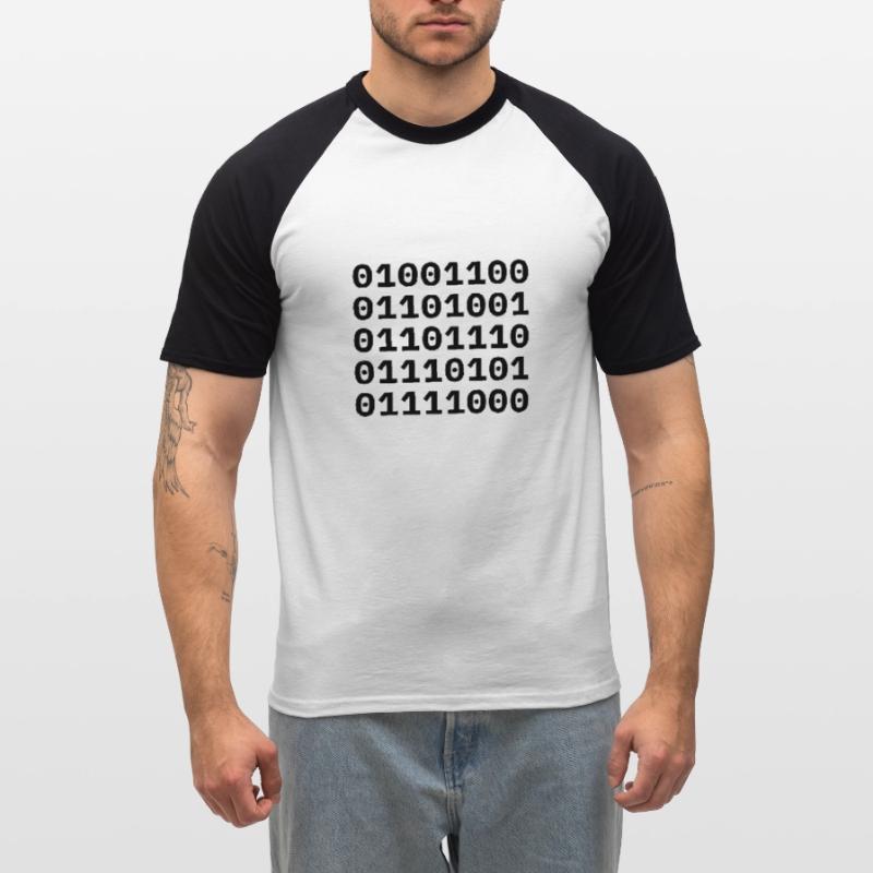 "LINUX" in binary code. Men's Baseball T-Shirt