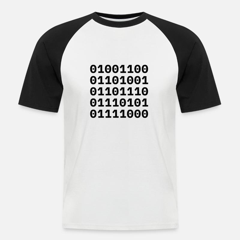 »LINUX« in Binärcode. - Männer Baseball-T-Shirt - Weiß/Schwarz