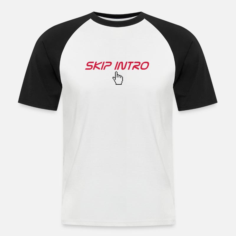 skip intro - Männer Baseball-T-Shirt - Weiß/Schwarz