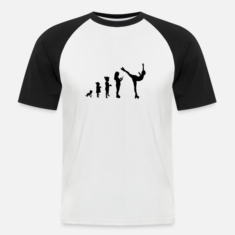 Evolution roller skating 1 - Männer Baseball-T-Shirt - Weiß/Schwarz