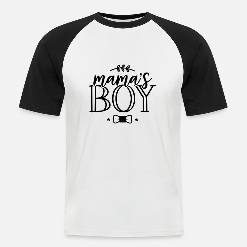 Muttersöhnchen - Männer Baseball-T-Shirt - Weiß/Schwarz