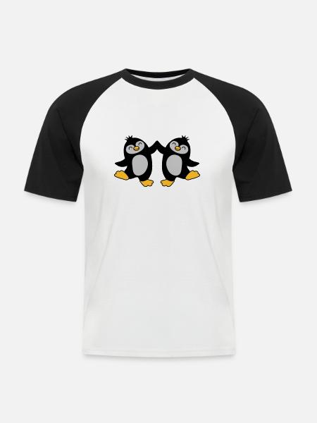 High Five Welcome Penguins - Men's Baseball T-Shirt - white/black