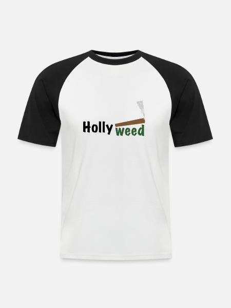 HollyWeed dark - Männer Baseball-T-Shirt - Weiß/Schwarz