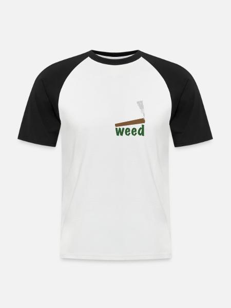 HollyWeed white - Männer Baseball-T-Shirt - Weiß/Schwarz