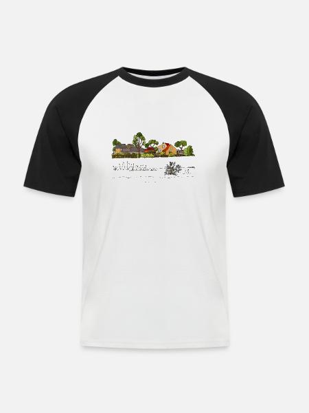 Ländliche Landschaft - Männer Baseball-T-Shirt - Weiß/Schwarz