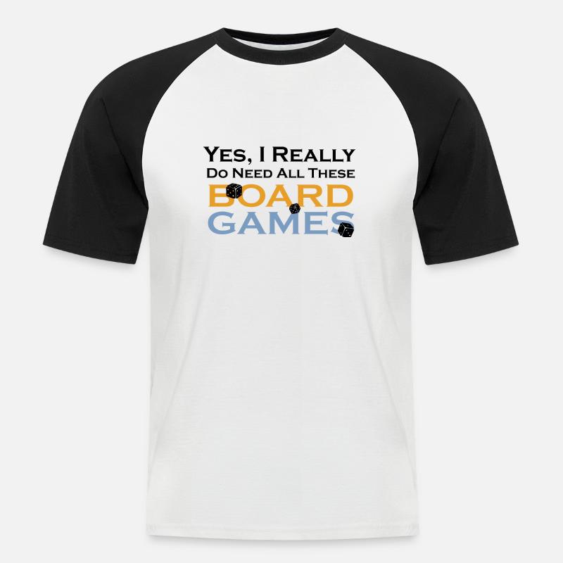 boardgame chess backgammon game night - Männer Baseball-T-Shirt - Weiß/Schwarz