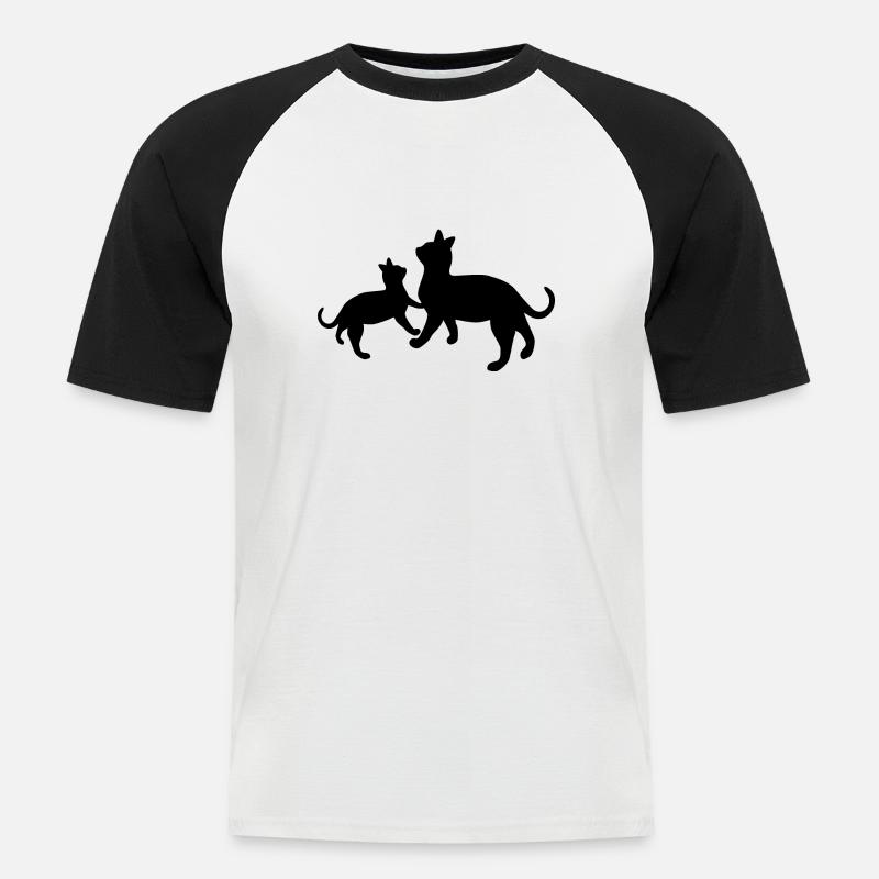 Schwarze Katzen - Männer Baseball-T-Shirt - Weiß/Schwarz