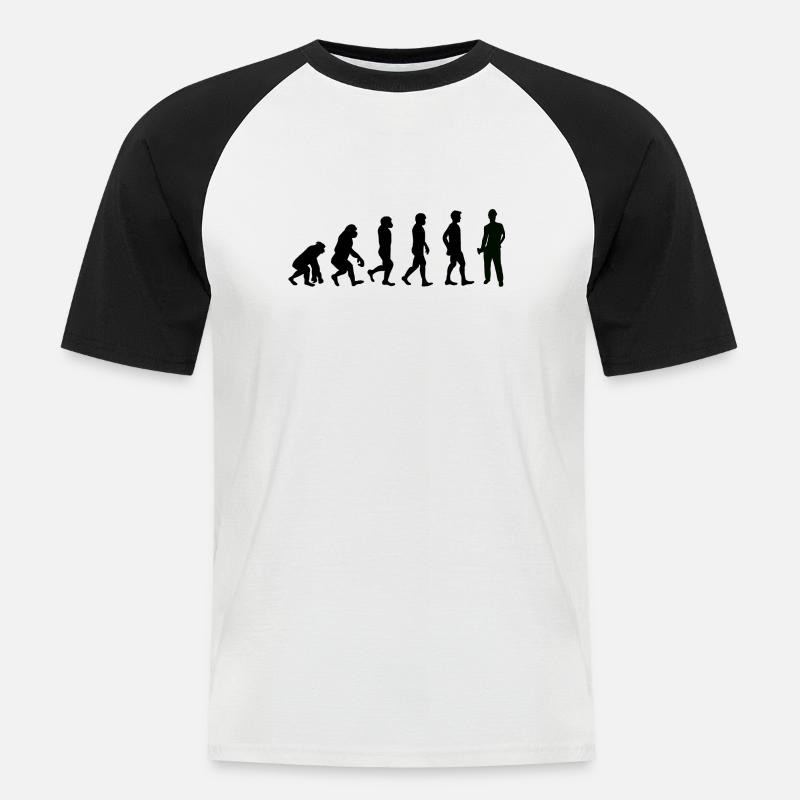 Evolution Bauarbeiter schwarz - Männer Baseball-T-Shirt - Weiß/Schwarz