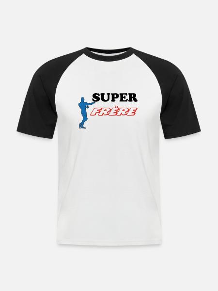 SUPER Bruder - Männer Baseball-T-Shirt - Weiß/Schwarz