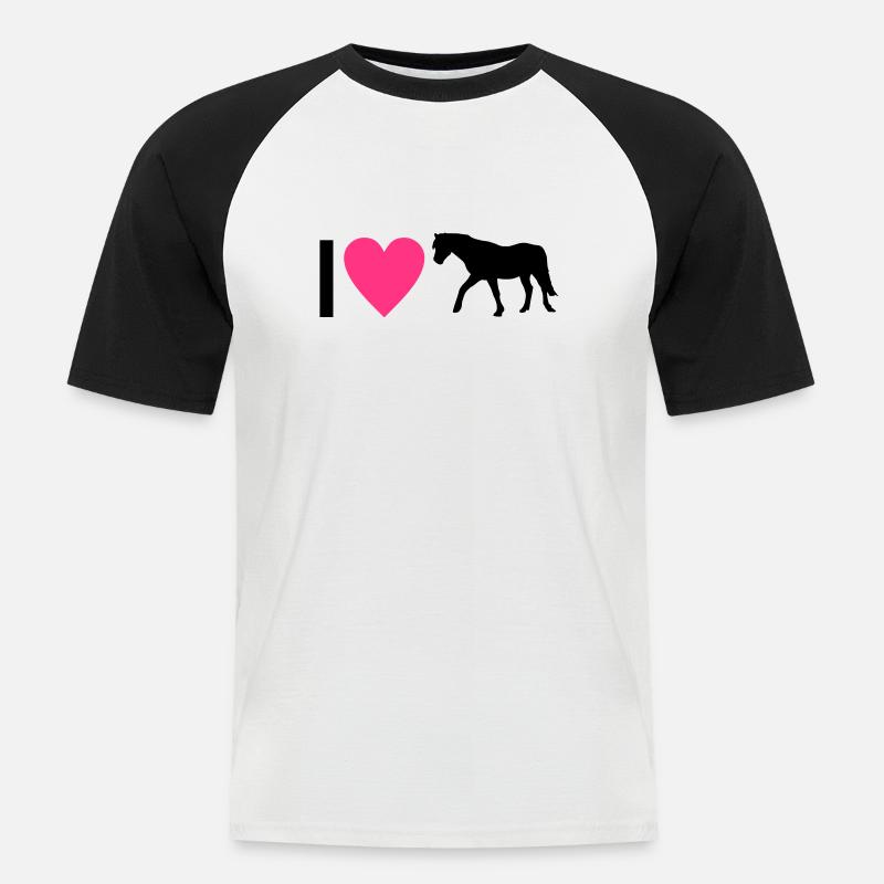 Pferd - Männer Baseball-T-Shirt - Weiß/Schwarz