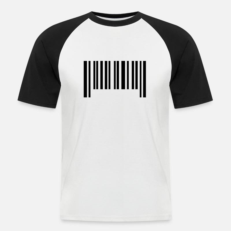 barcode1___f1 - Männer Baseball-T-Shirt - Weiß/Schwarz