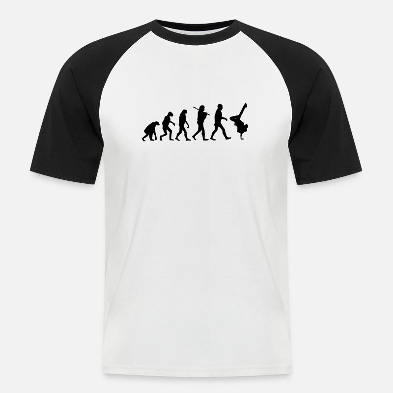 Evolution brakedance - Männer Baseball-T-Shirt - Weiß/Schwarz
